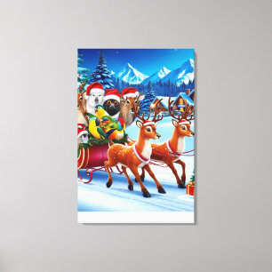 Festliche Tiere Weihnachten Leinwand Art 24"x 36"
