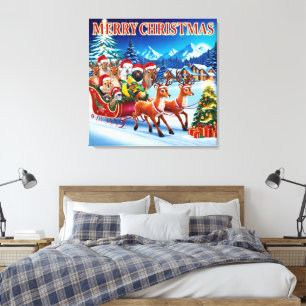 Festliche Tiere Weihnachten Leinwand Art Design.