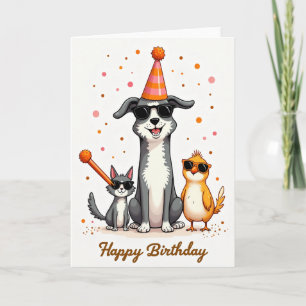 Festliche Tierfreunde-Party-Karte Karte