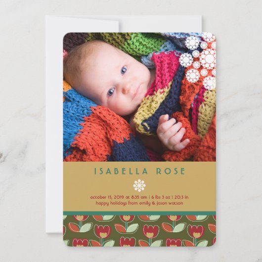 Festliche Tulips Foto Geburtstagsfeier Ankündigung (Vorderseite)