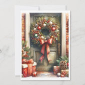 Festliche Tür Weihnachtshaus Einladung (Rückseite)