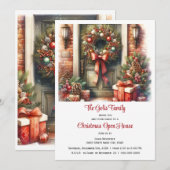 Festliche Tür Weihnachtshaus Einladung (Vorne/Hinten)