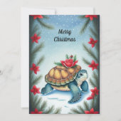 Festliche Turtle Flat Holiday Card Feiertagskarte (Vorderseite)
