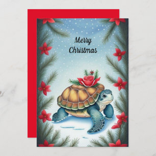 Festliche Turtle Flat Holiday Card Feiertagskarte