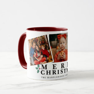 Festliche Typografie Frohe Weihnachten 3 Bilderrah Tasse