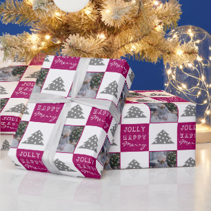 Festliche Typografie Weihnachtsbaum Familienfoto Geschenkpapier