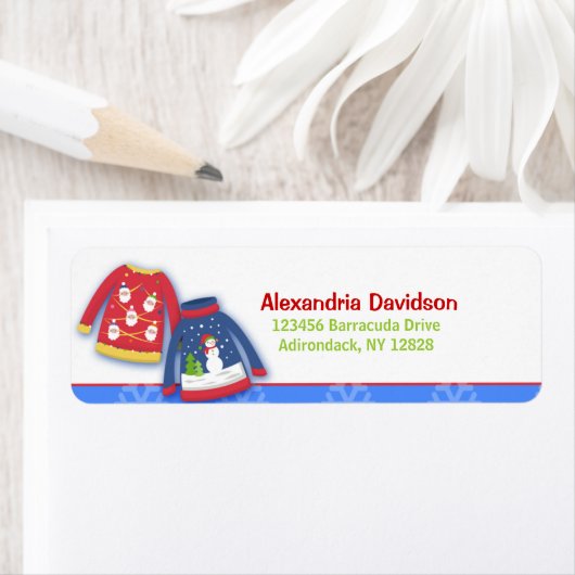 Festliche Ugly Sweater-Adressmarken (Insitu)