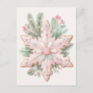 Festliche und elegante Pastell-Weihnachts-Schneefl Postkarte