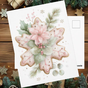 Festliche und elegante Pastell-Weihnachts-Schneefl Postkarte