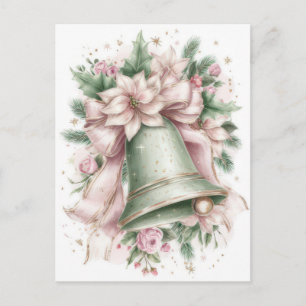 Festliche und elegante Pastell-Weihnachtsglocke Postkarte