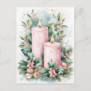 Festliche und elegante Pastell-Weihnachtskerzen Postkarte