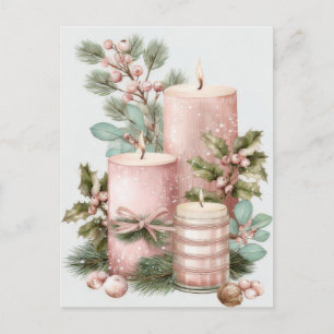 Festliche und elegante Pastell-Weihnachtskerzen Postkarte