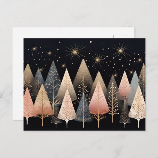 Festliche und elegante Weihnachtsbaumkarte Postkarte (Vorne/Hinten)