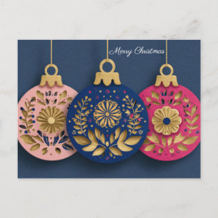 Festliche und elegante Weihnachtsbaumkugel-Grußkar Postkarte