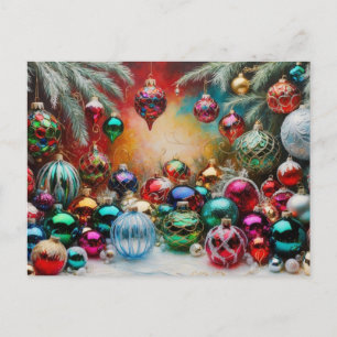 Festliche und farbenfrohe Weihnachtsschmuck Feiertagspostkarte