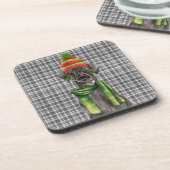 Festliche und Niedliche Black Lab Woof Weihnachten Getränkeuntersetzer (Linke Seite)