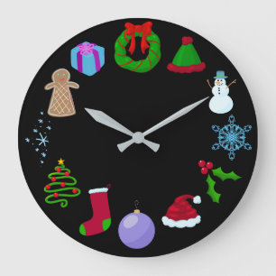 Festliche und Niedliche Weihnachtszeit Große Wanduhr