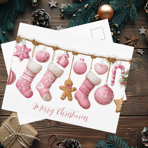 Festliche und süße rosa Weihnachtsgirlande Karte