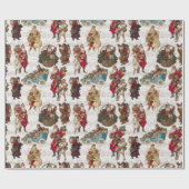 Festliche Viktorianische Santas auf antiker Musik Geschenkpapier (Flach)