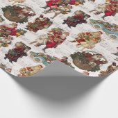 Festliche Viktorianische Santas auf antiker Musik Geschenkpapier (Ecke)