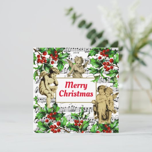 Festliche Vintage Angel Cherubs Heiligabend (Stehend Vorderseite)