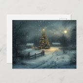 Festliche Vintage Nachtweihnachtszene Postkarte (Vorne/Hinten)