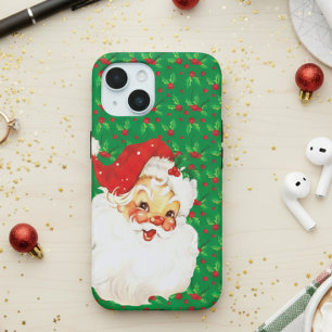 Festliche Vintage Santa Claus Holly-Blätter Case-Mate iPhone Hülle