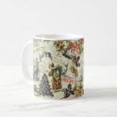 Festliche Vintage Viktorianische Weihnachten Kaffeetasse (Vorderseite Links)