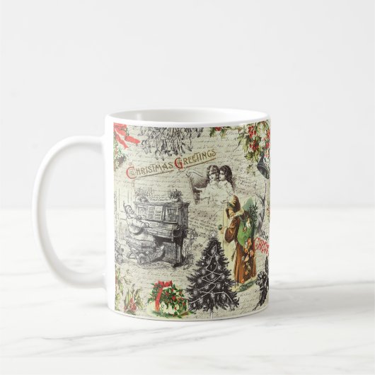 Festliche Vintage Viktorianische Weihnachten Kaffeetasse (Links)