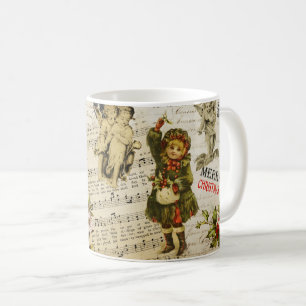 Festliche Vintage viktorianische Weihnachts Mädche Kaffeetasse