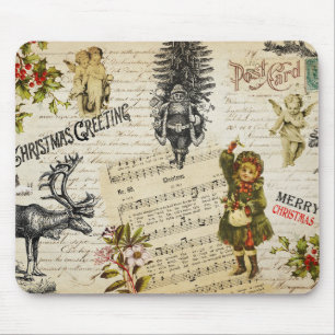 Festliche Vintage viktorianische Weihnachts Mädche Mousepad