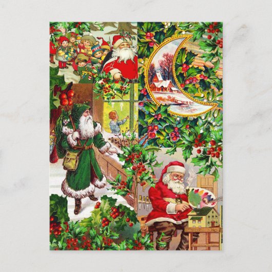 Festliche Vintage Viktorianische Weihnachtsbotscha Postkarte (Vorderseite)