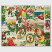 Festliche Vintage Viktorianische Weihnachtsfeier Geschenkpapier (Flach)