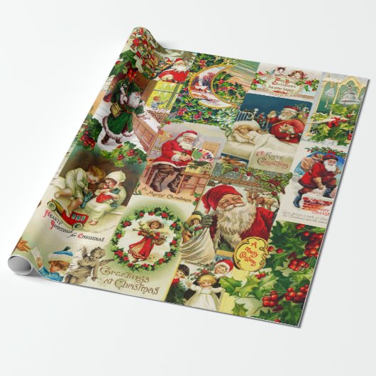 Festliche Vintage Viktorianische Weihnachtsfeier Geschenkpapier (Ungerollt)