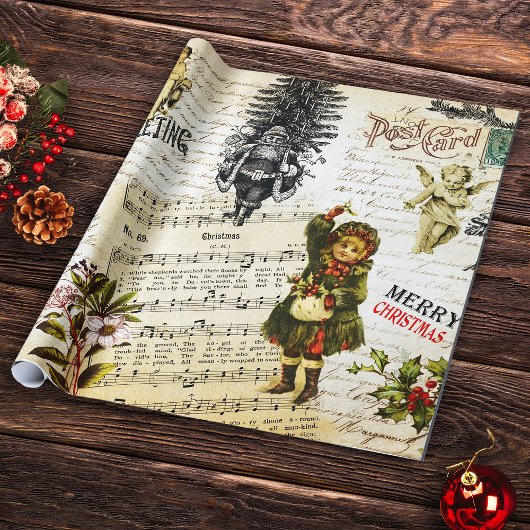 Festliche Vintage Viktorianische Weihnachtsfeier Geschenkpapier