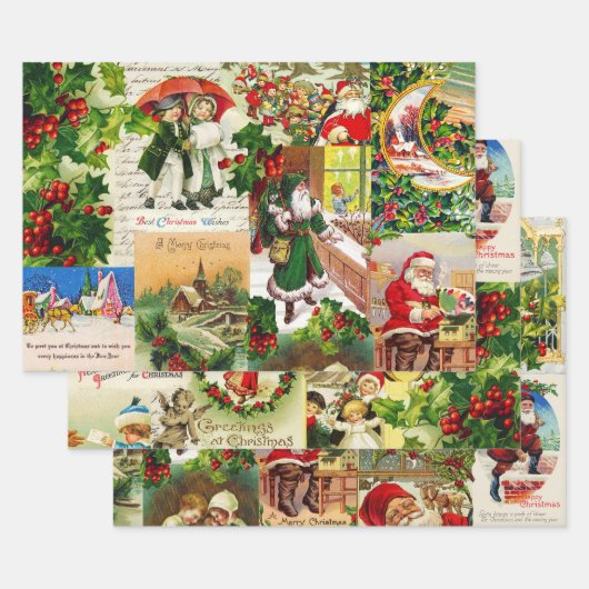 Festliche Vintage Viktorianische Weihnachtsfeier Geschenkpapier Set (Set)