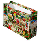 Festliche Vintage Viktorianische Weihnachtsfeier Große Geschenktüte (Vorderseite Schrägansicht)