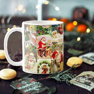 Festliche Vintage Viktorianische Weihnachtsfeier Kaffeetasse