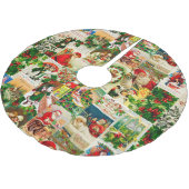 Festliche Vintage Viktorianische Weihnachtsfeier Polyester Weihnachtsbaumdecke (Schrägansicht)