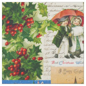 Festliche Vintage Viktorianische Weihnachtsfeier Stoff (Nahaufnahme)