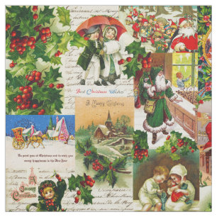 Festliche Vintage Viktorianische Weihnachtsfeier Stoff