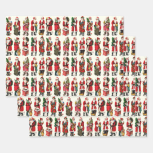 Festliche Vintage Viktorianische Weihnachtsfeierta Geschenkpapier Set