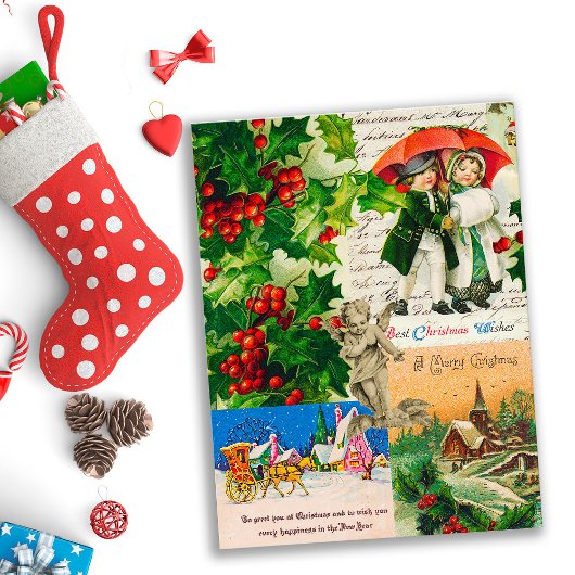 Festliche Vintage Viktorianische Weihnachtskids Ho Postkarte