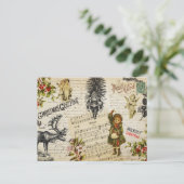 Festliche Vintage Viktorianische Weihnachtsmädchen Postkarte (Stehend Vorderseite)