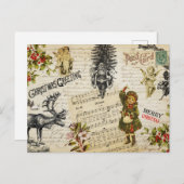 Festliche Vintage Viktorianische Weihnachtsmädchen Postkarte (Vorne/Hinten)