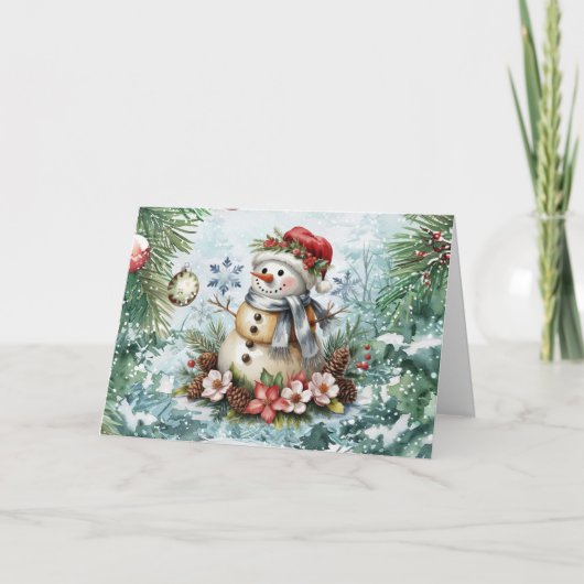 Festliche Vintage Wasserfarbe Weihnachten Snowman  (Vorderseite)