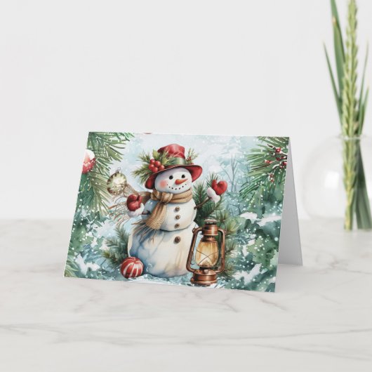 Festliche Vintage Wasserfarbe Weihnachten Snowman  (Vorderseite)
