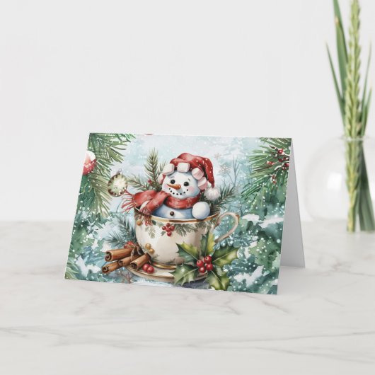 Festliche Vintage Wasserfarbe Weihnachten Snowman  (Vorderseite)