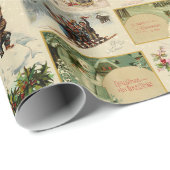 Festliche Vintage Weihnachten Ephemera Collage Geschenkpapier (Rolleneckpunkt)