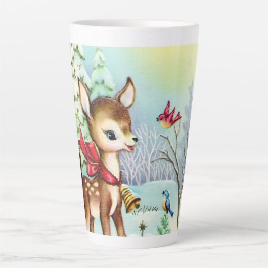 festliche vintage Weihnachten Hirsch Feiertag Milchtasse (Vorderseite)